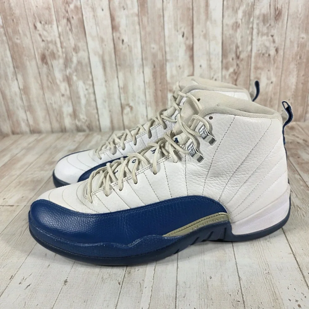 Jordan 12 Retro French Blue Mens White Blue Basketball Shoes 130690-113 Size 11